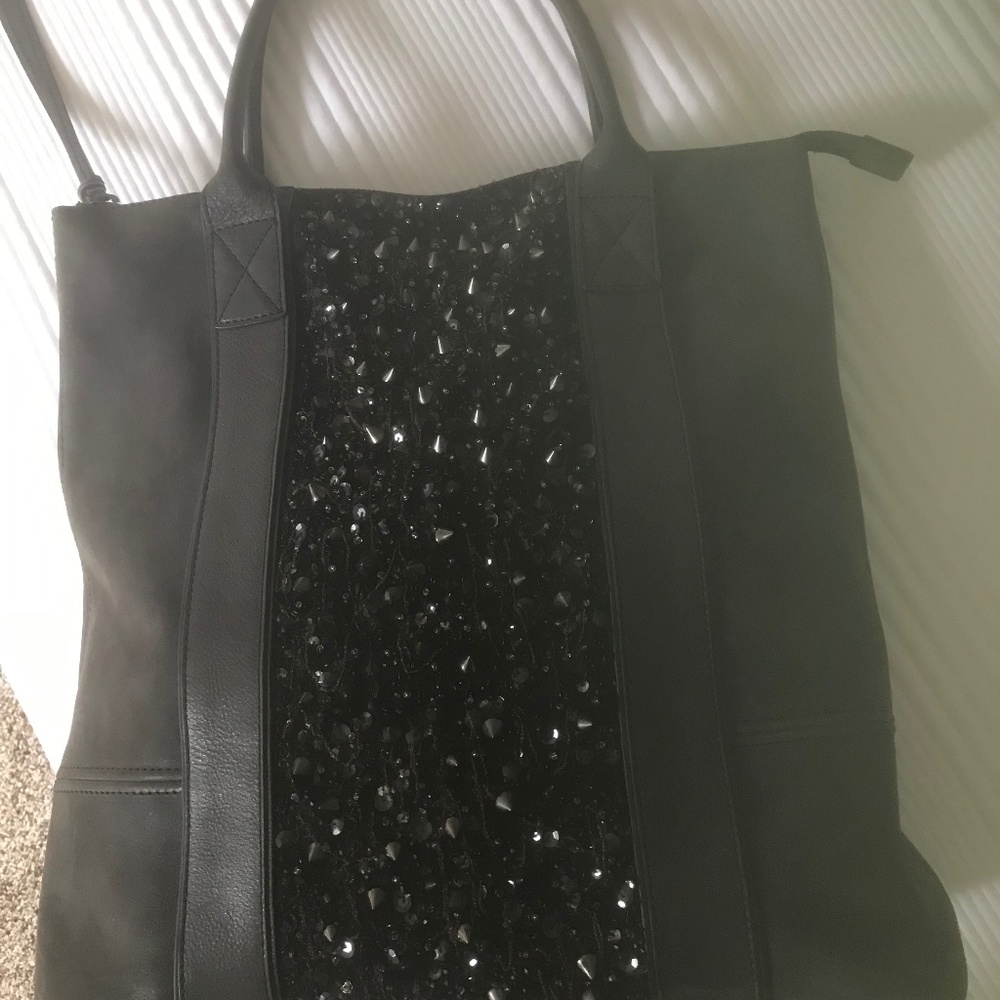 All Saints Black Leather Clonical Tote